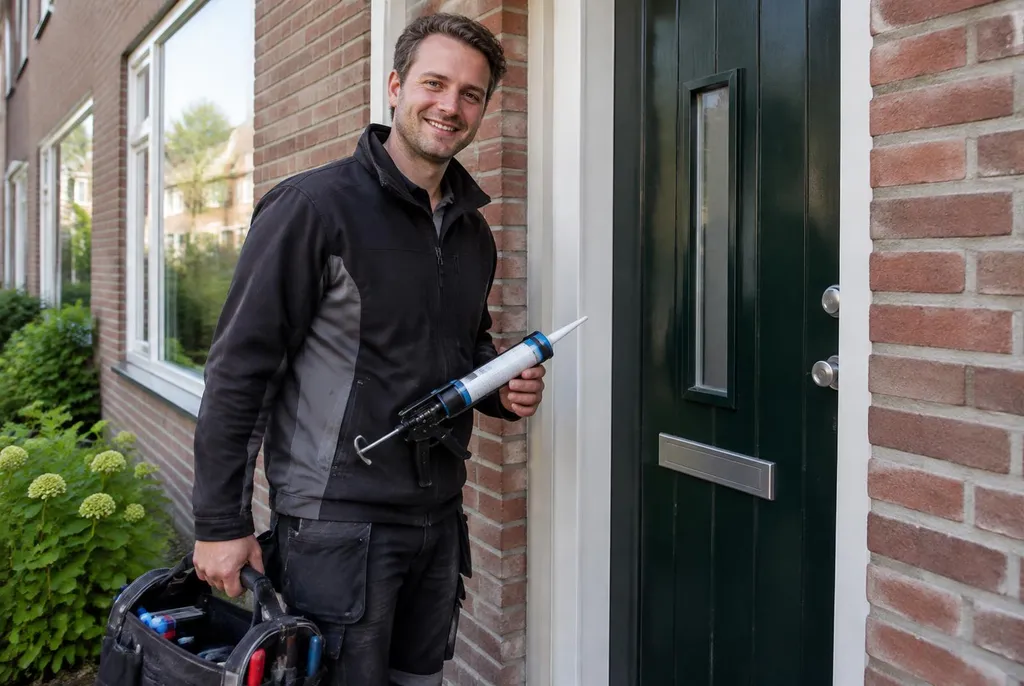 Kitbedrijf Apeldoorn craftsman at the front door of a home